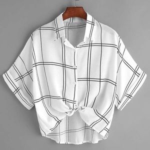 RomWe White and Black Button Down
